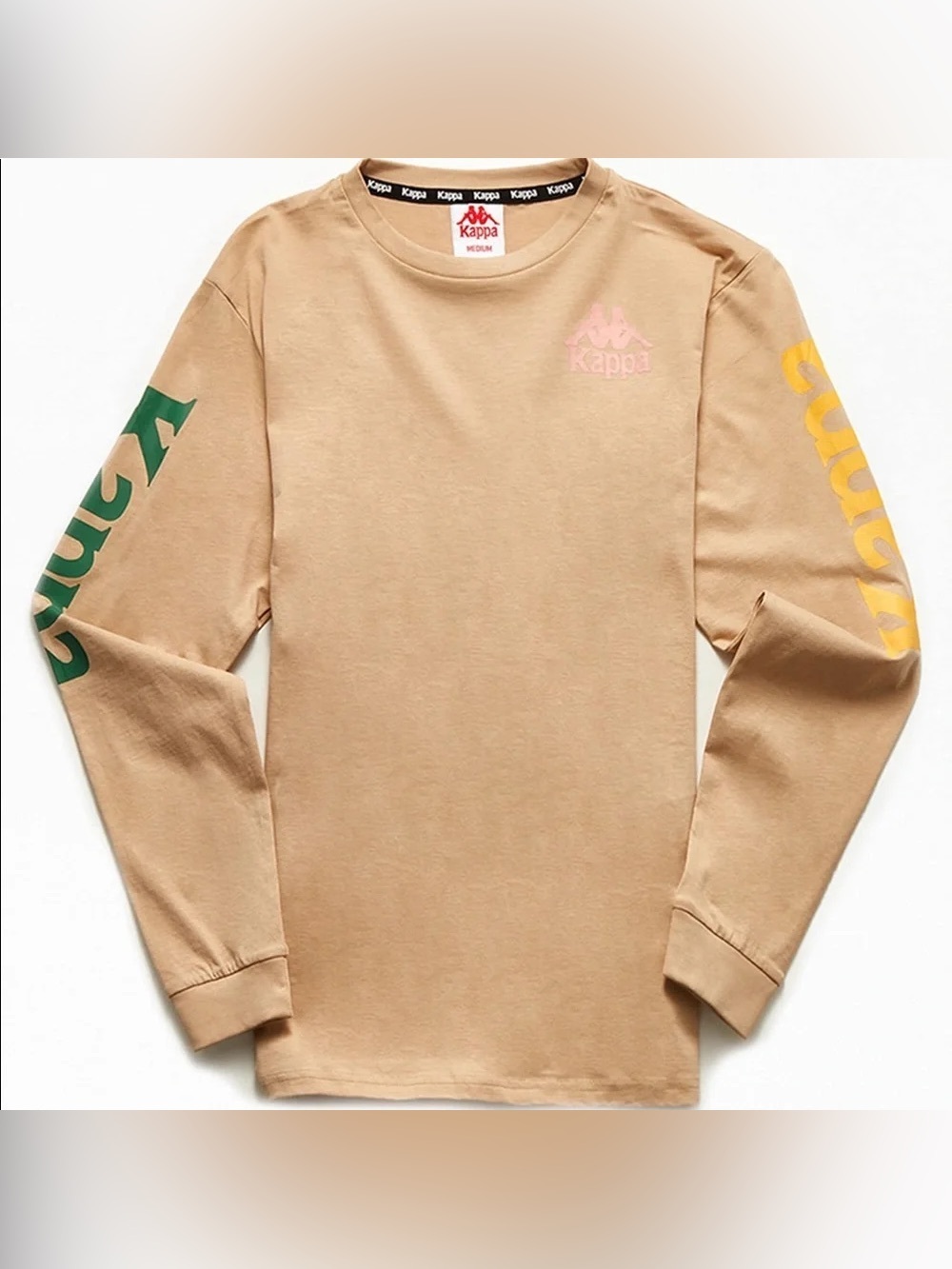 Kappa Authentic Ruiz Long Sleeve T-Shirt in Tan - Size M
